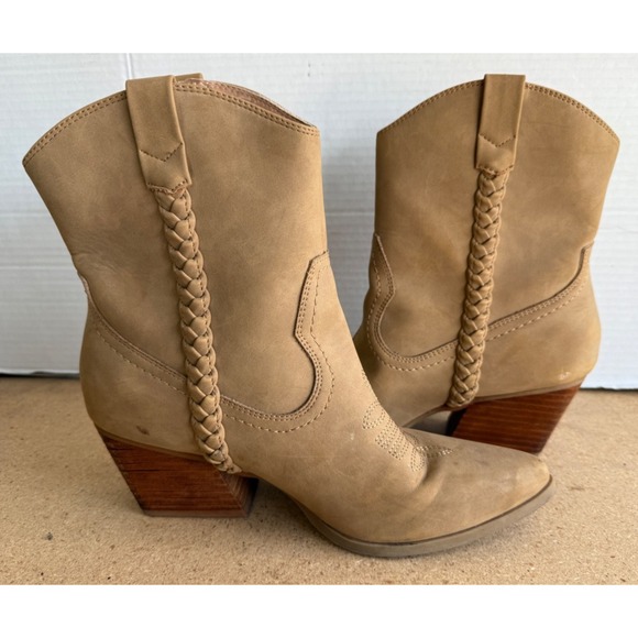 Report Women Sz‎ 7.5 Ankle Cowboy Boots Kalani Boho Western Braided Leather Boho - Picture 4 of 12